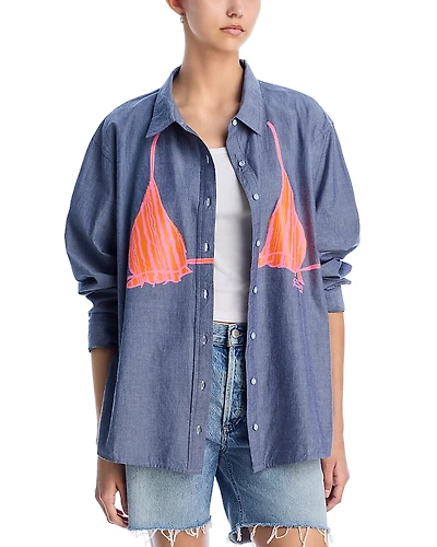 Coniglio Palm Beach Chambray Button Down Bikini Shirt