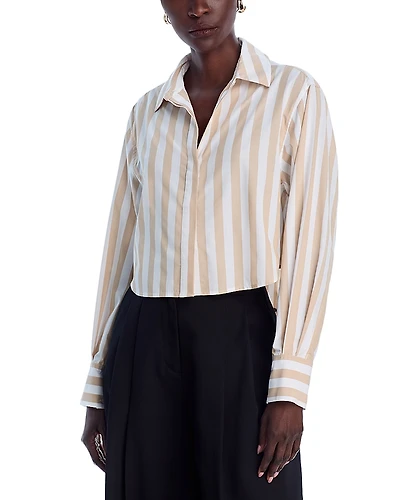 Simkhai Renata Striped Poplin Cropped Top