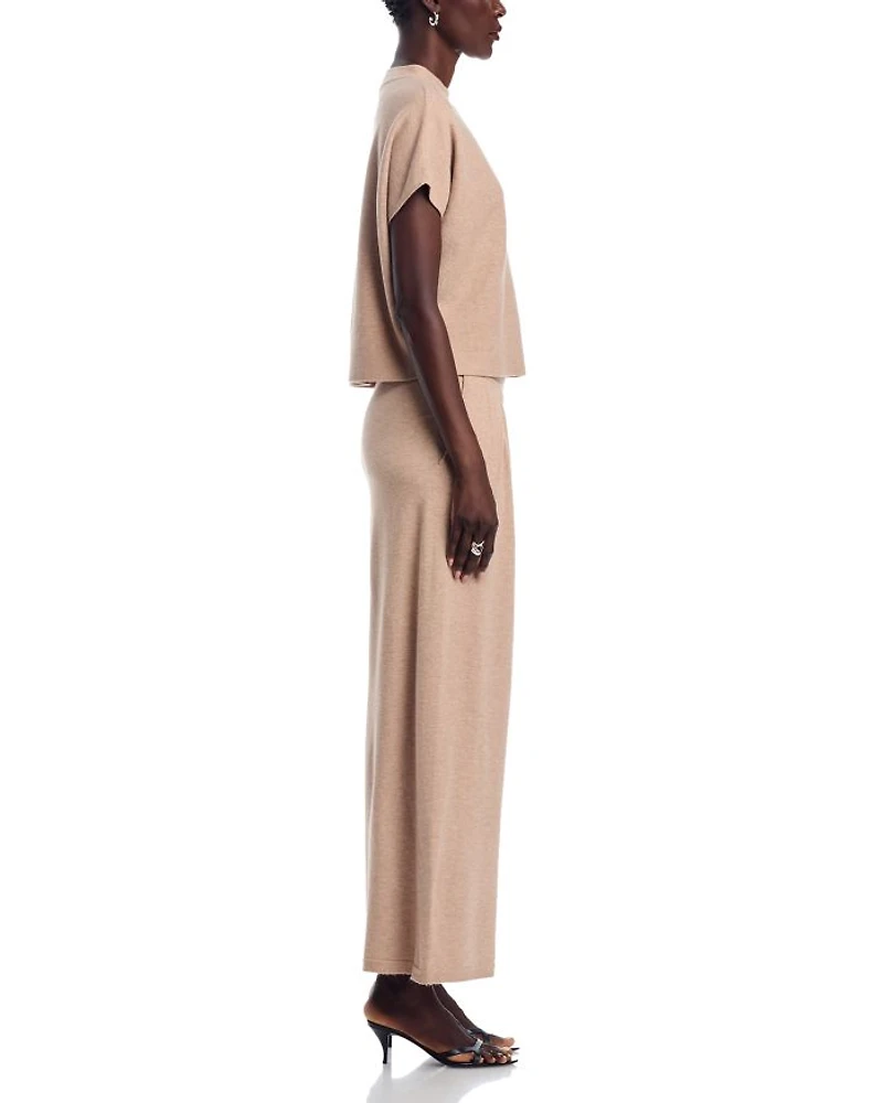 Short Sleeve Sweater Top & Pleated Waist Pants