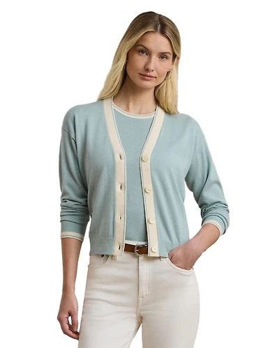 Two Tone Cotton Blend Cardigan