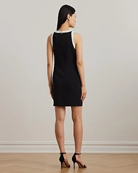 Two Tone Crepe Sleeveless Shift Dress