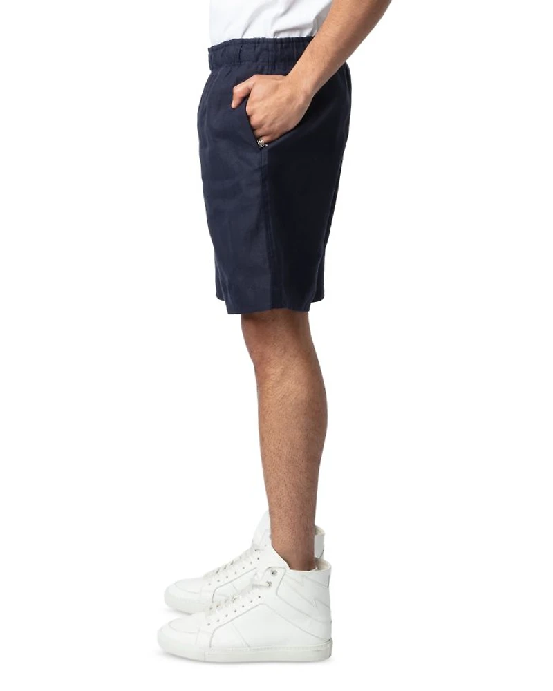 Regular Fit Pull On Linen Shorts