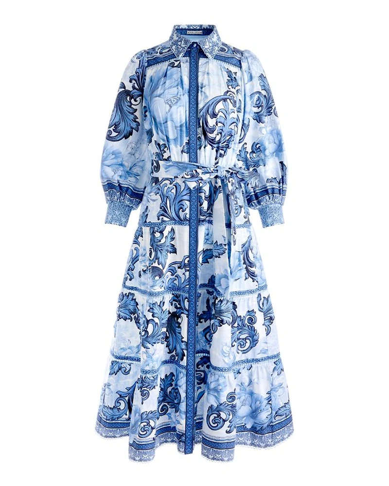 Geneva Printed Tiered Blouson Sleeve Dress