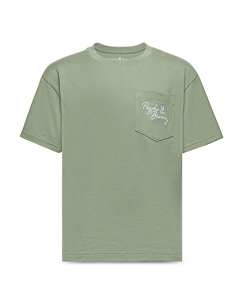 Psycho Bunny Unisex Desert Heavyweight Relaxed Fit Pocket Tee - Little Kid, Big Kid