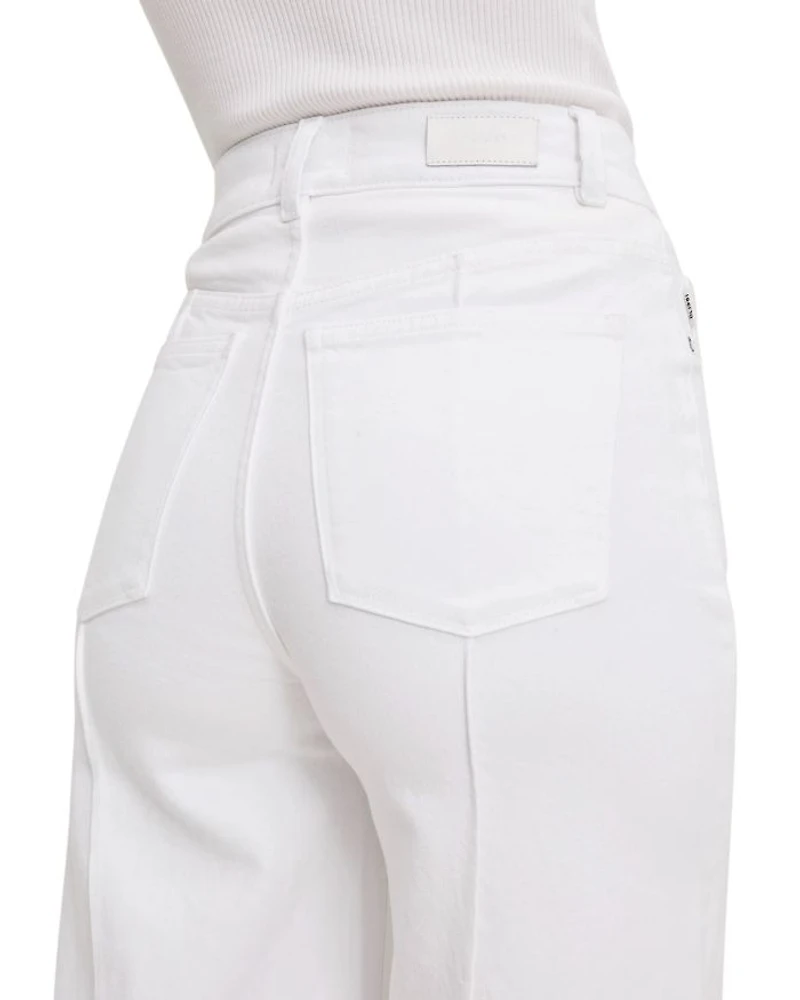 Hepburn High Rise Wide Leg Jeans White Pintuck