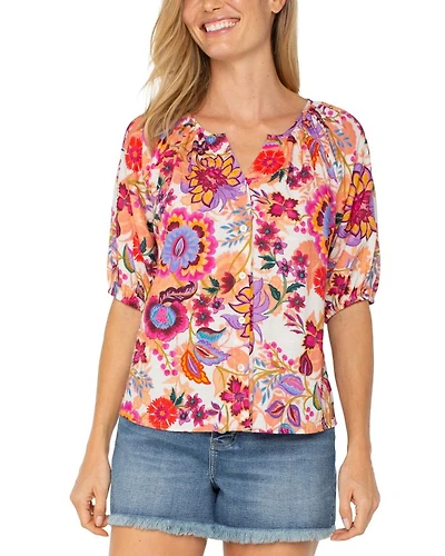 Short Sleeve Button Up Top