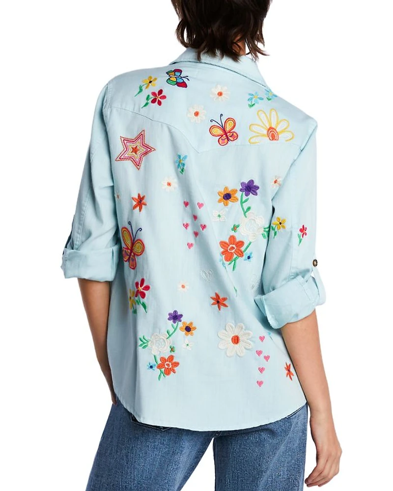 Sketchbook Embroidered Denim Shirt