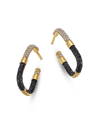 Bloomingdale's Fine Collection Black & White Diamond Geometric Hoop Earrings