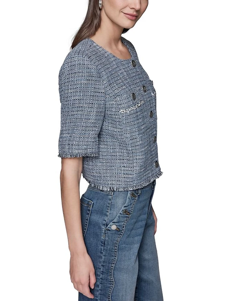 Short Sleeve Tweed Jacket