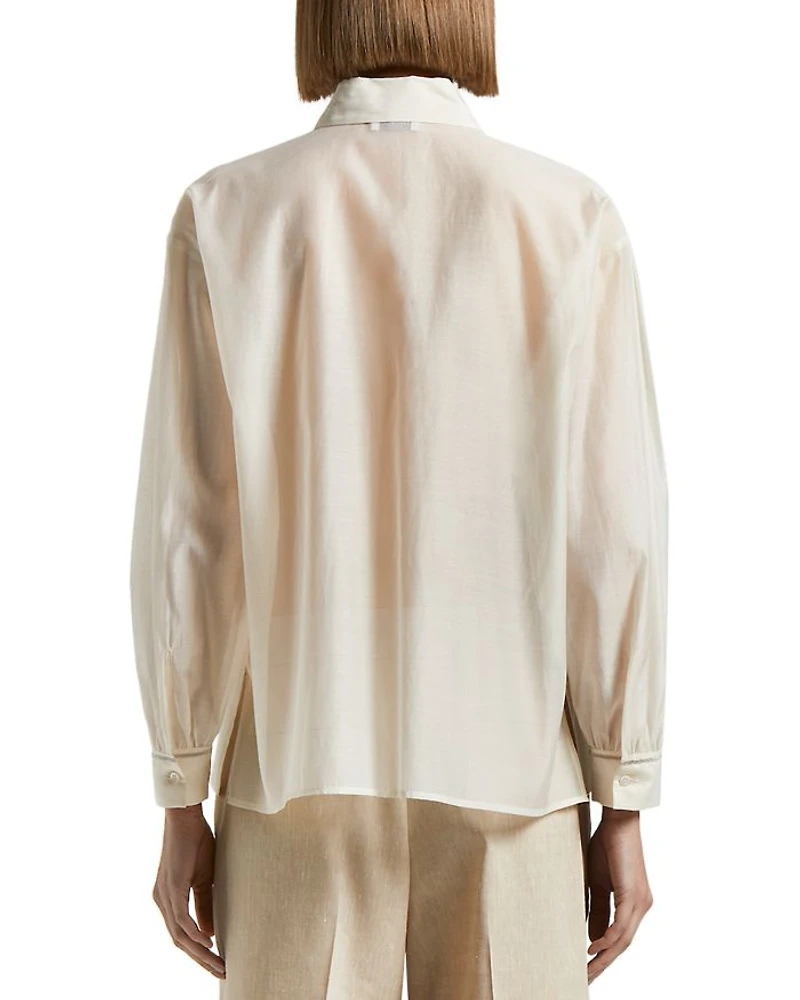Concealed Button Long Sleeve Blouse