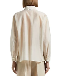 Concealed Button Long Sleeve Blouse