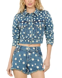 Alice and Olivia Jeff Embroidered Cropped Jacket