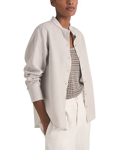 Reiss Les 100 Ciels Linen Ribbed Trim Shirt