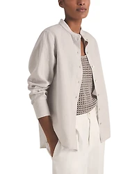Reiss Les 100 Ciels Linen Ribbed Trim Shirt