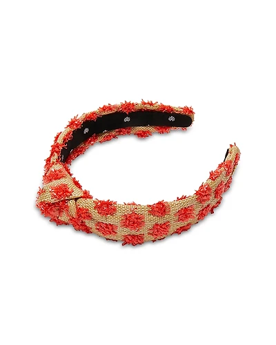 Lele Sadoughi Slim Dotted Raffia Knotted Headband