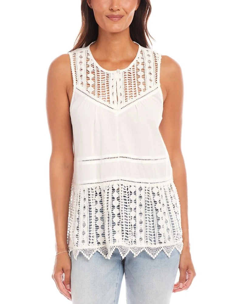 Petite Lace Trim Sleeveless Top