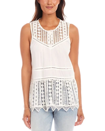 Petite Lace Trim Sleeveless Top