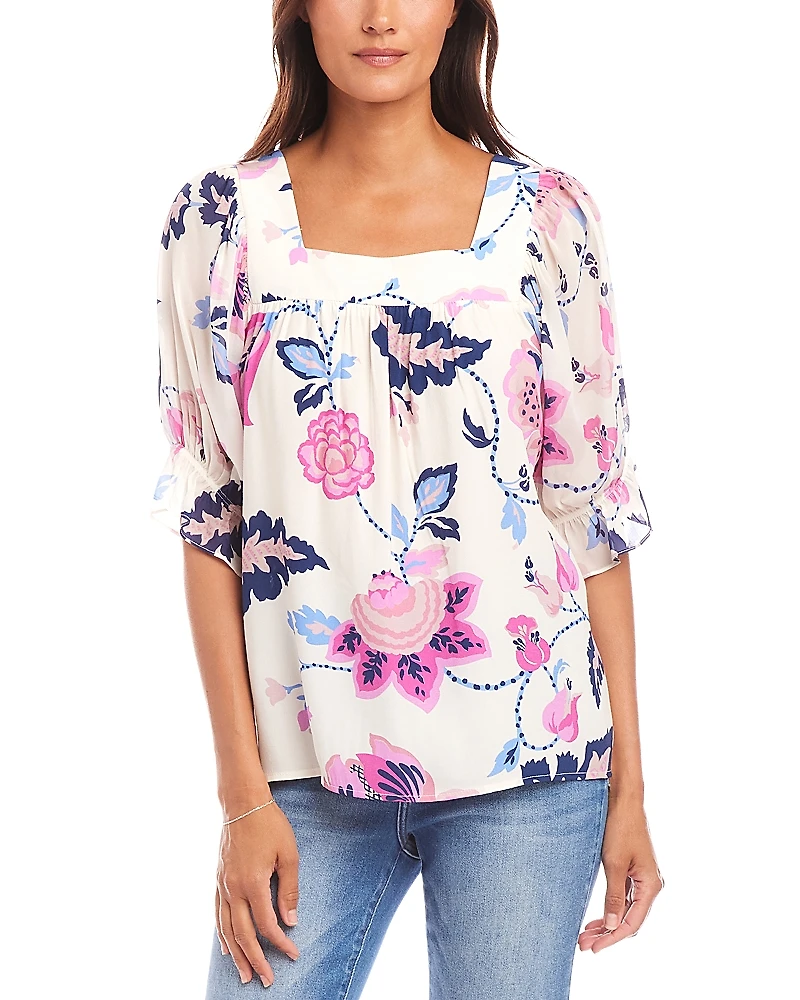 Karen Kane Petite Contrast Square Neck Top