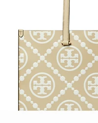 T Monogram Contrast Leather Tote