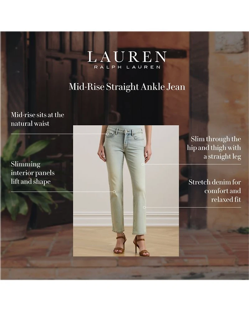 Mid Rise Straight Ankle Jeans