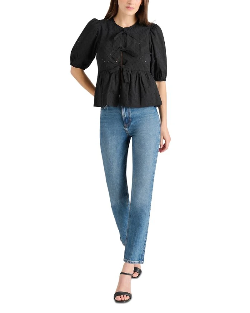 Paula Eyelet Tie Front Top