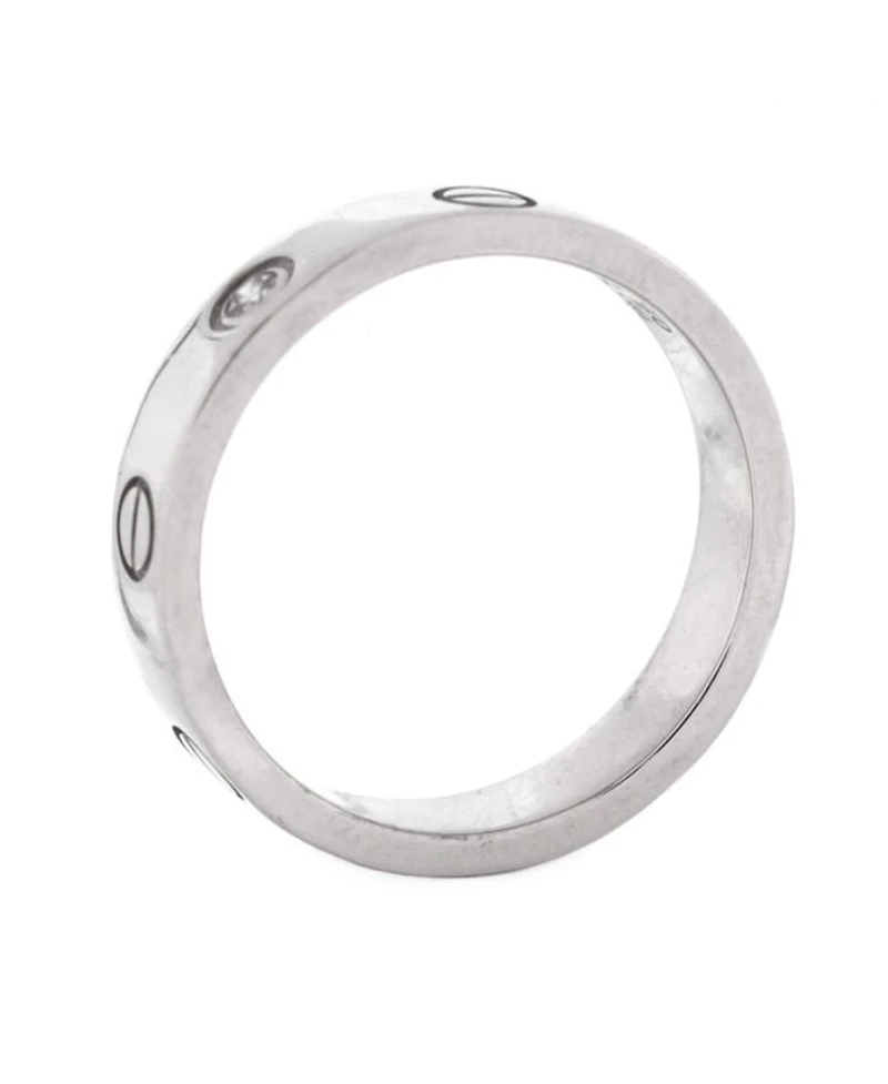 Love Wedding Band 1 Diamond Ring 18K White Gold with Diamond