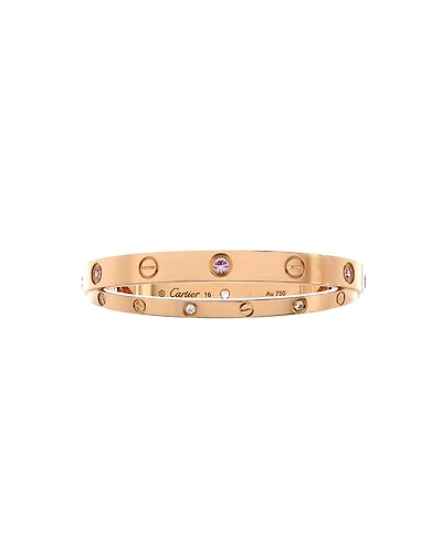 Pre-Owned Cartier Double Love Bracelet 18K Rose Gold with Pink Sapphires and Diamonds