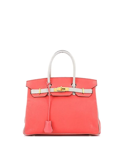 Pre-Owned HERMES Birkin 30 Handbag Bicolor Chevre Mysore with Gold Hardware