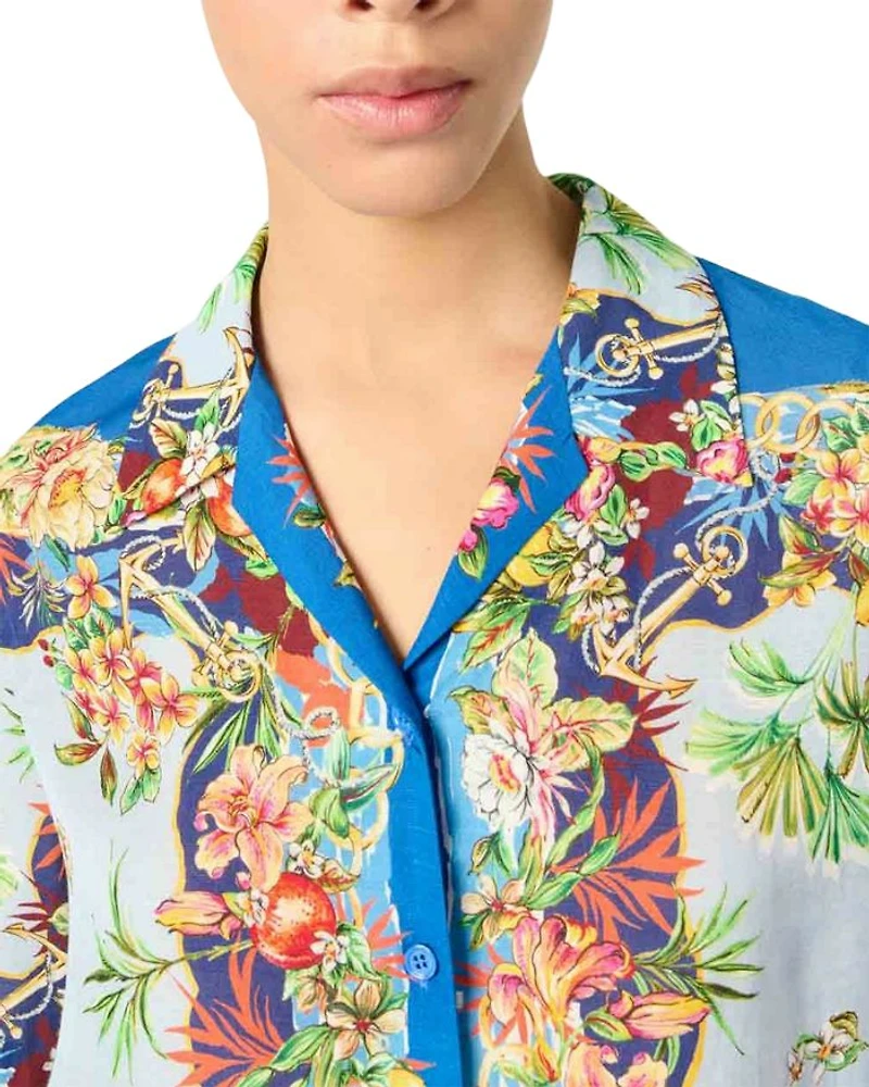 Patterned Cropped Shirt