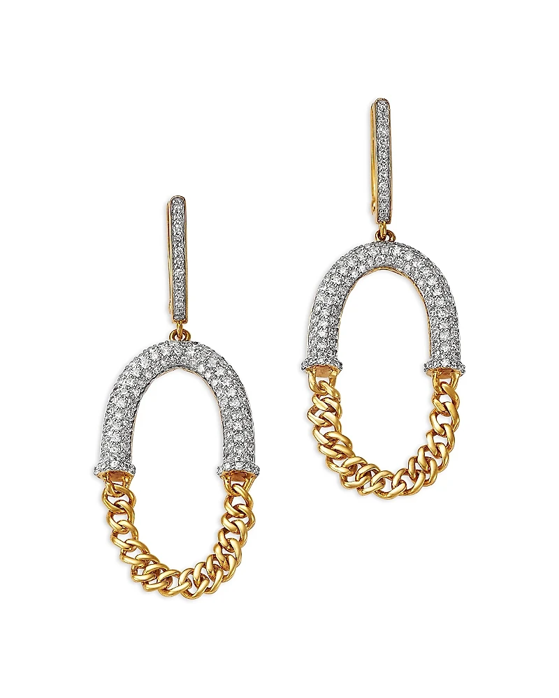 Bloomingdale's Fine Collection Diamond Pave Oval Chain Drop Earring