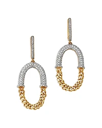 Bloomingdale's Fine Collection Diamond Pave Oval Chain Drop Earring