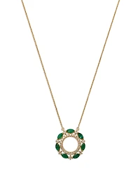Bloomingdale's Fine Collection Emerald & Diamond Circle Pendant Necklace