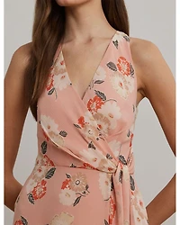 Floral Ruffle Trim Georgette Gown
