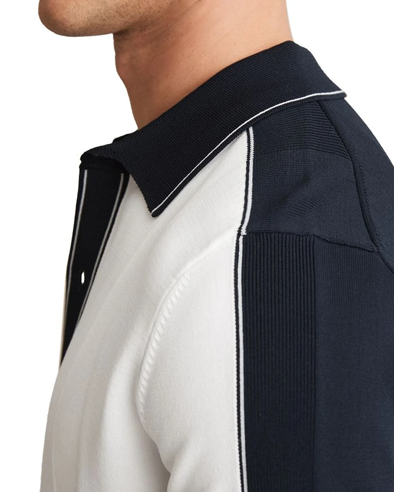 Dunwich Button Through Color Block Tipped Shirt