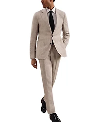 Ashton Linen Check Regular Fit Notch Lapel Blazer