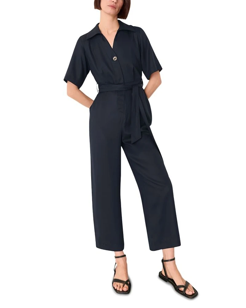 Button Front Wrap Jumpsuit