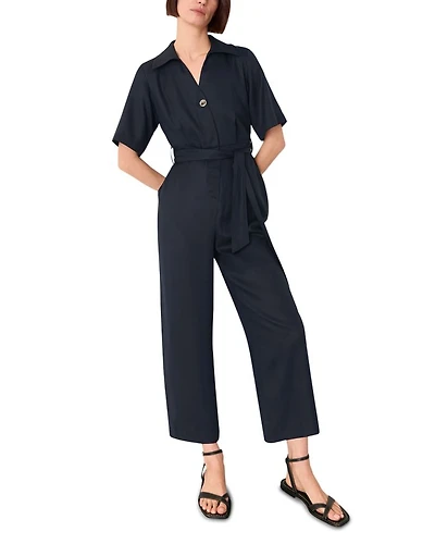 Button Front Wrap Jumpsuit