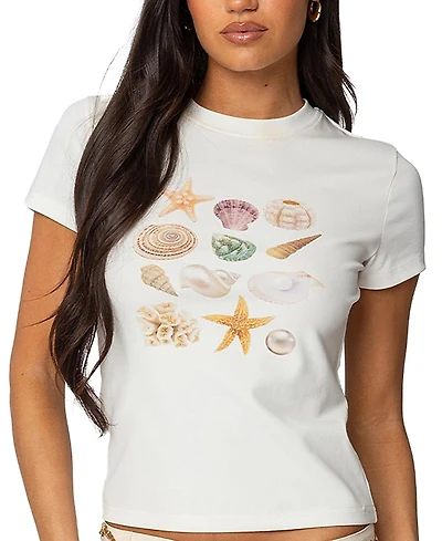 Edikted Seashells Graphic T Shirt