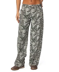 Edikted Camo & Bow Low Rise Jeans