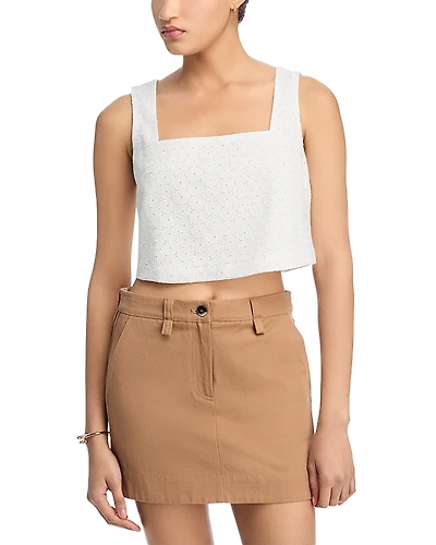 Paige Aelita Cotton Eyelet Crop Tank Top