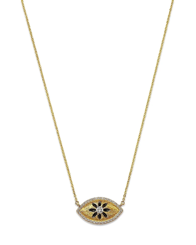 Bloomingdale's Fine Collection Diamond Evil Eye Flower Pendant Necklace