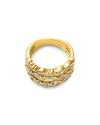 Triple Row Bezel Set Lab Grown Diamond Stack Ring in 14K Yellow Gold, 1.5 tcw