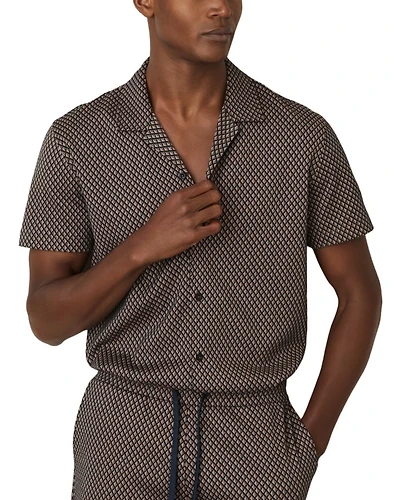 Drakes Short Sleeve Jacquard Cuban Shirt