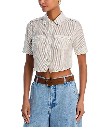 Frame The Stripe Utility Cotton and Silk Shirt