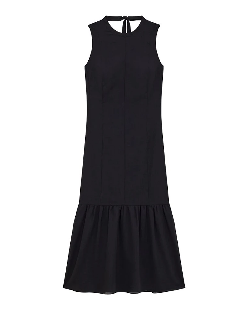 Tie Neck Tiered Midi Dress