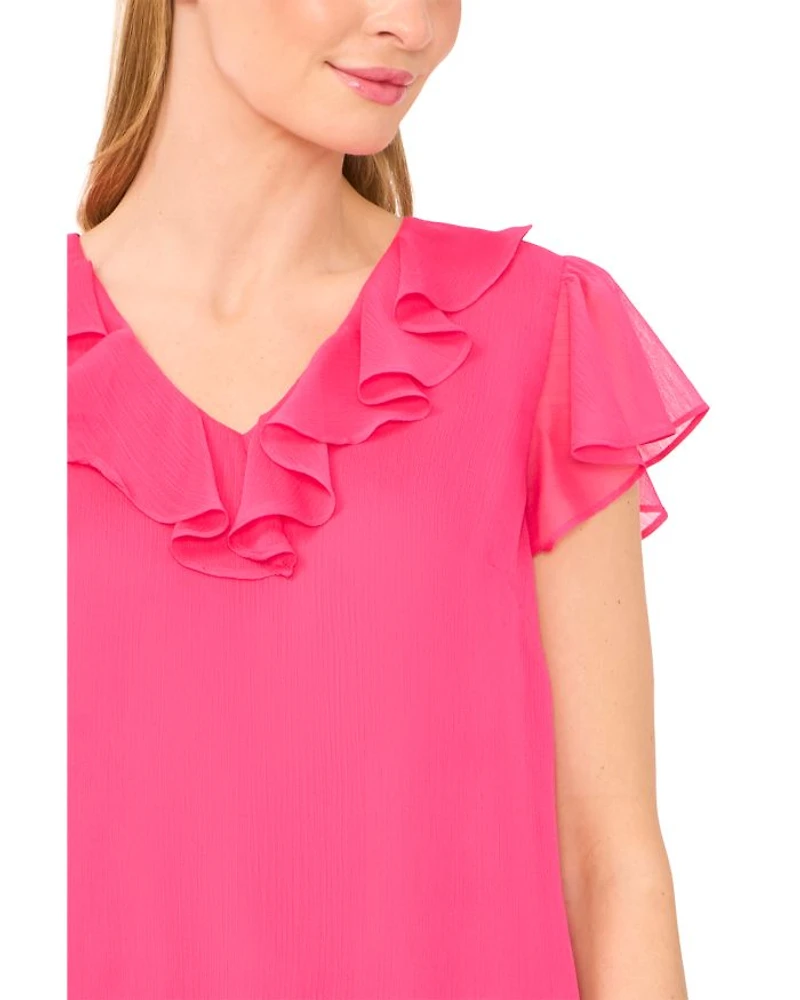 Ruffle V Neck Top