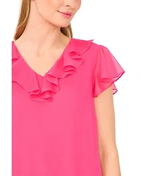 Ruffle V Neck Top