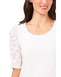 Crewneck Ruched Elbow Sleeve Top