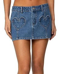 Edikted Heart Pocket Denim Mini Skirt