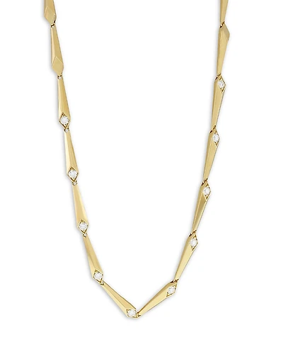 Crivelli 18K Yellow Gold Like Collection Elongated Tapered Diamond Necklace, 17.7